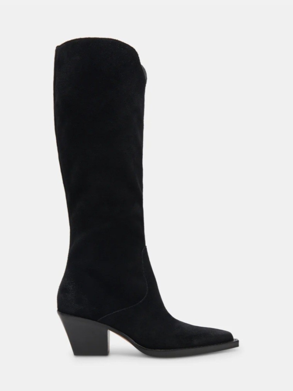 Dolce Vita Black Suede Knee-High Western-Inspired Boots